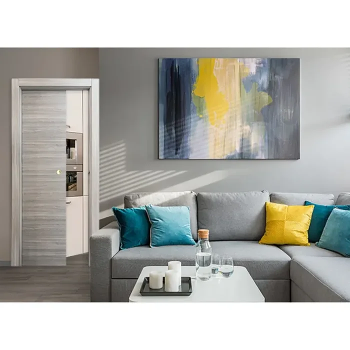 PORTA MATRIX ROVERE GRIGIO SCORREVOLE INTERNO MURO – 210 x 90 – REVERSIBILE - immagine 3