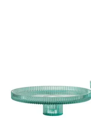 PORTA TORTA IN VETRO TAGLIATO BLU/AZZURRO (19,7×19,7×5,8cm)