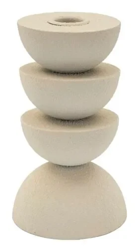 PORTACANDELA DUNE IN METALLO CREMA (9x15cm)