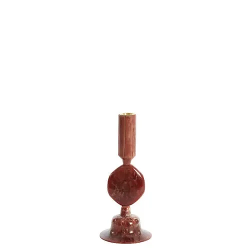 PORTACANDELE KUMOPA IN RESINA E OTTONE BORDEAUX (diam.10x25cm)