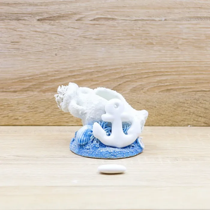 Portacandele Vaso con Ancora Celeste o Blu Porcellana di Capodimonte