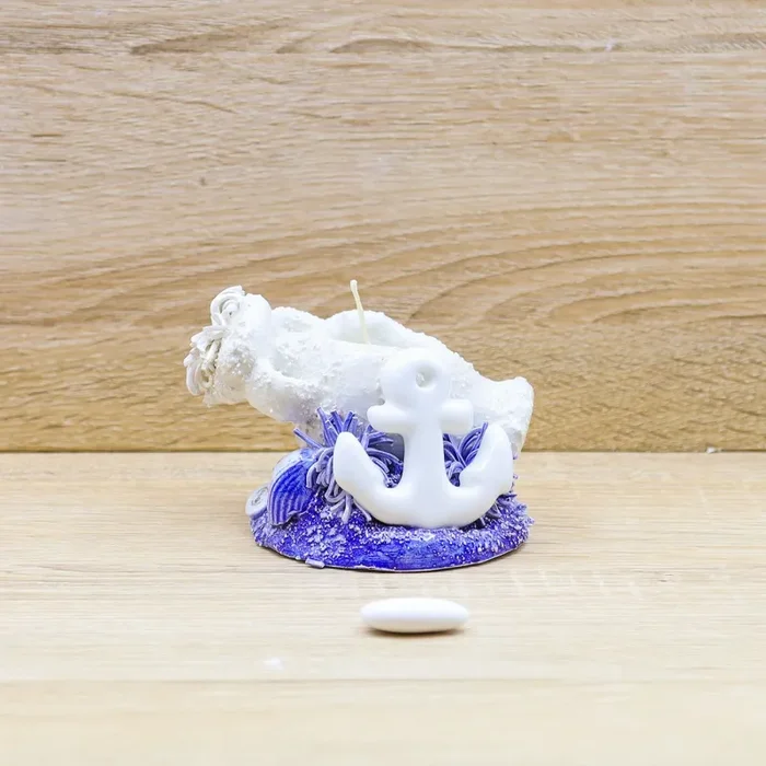 Portacandele Vaso con Ancora Celeste o Blu Porcellana di Capodimonte - immagine 2