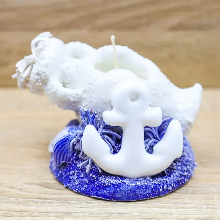 Portacandele Vaso con Ancora Celeste o Blu Porcellana di Capodimonte - immagine 3