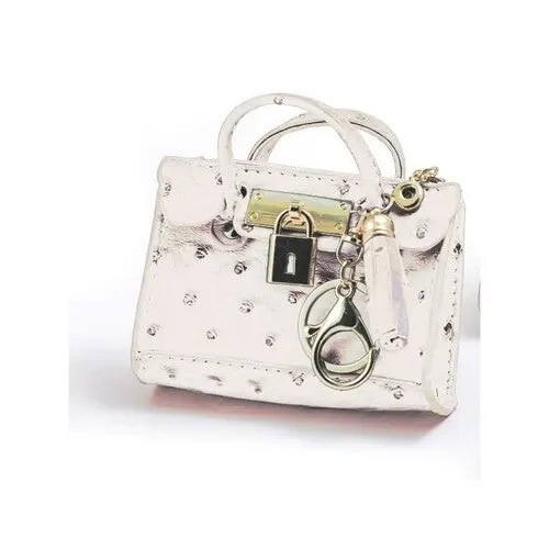 PORTACHIAVI BORSETTA IN PELLE CON NAPPA BIANCA (diam.9,5cm)-CLISPBAG- MH845 Sconti