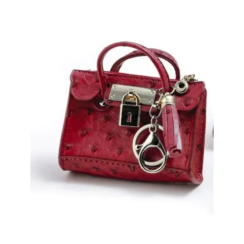 PORTACHIAVI BORSETTA IN PELLE CON NAPPA MAGENTA (diam.9,5cm)-CLISPBAG- MH846