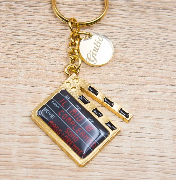 Portachiavi Ciak Cinema Oro 24Kt Personalizzato Vendita calda online - immagine 2