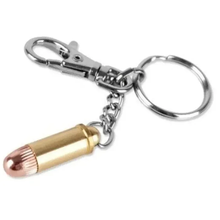 Portachiavi Proiettile 9mm con anello e moschettone - immagine 2