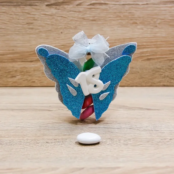 Portaconfetti 18 Anni Glitter Celeste Fornitura