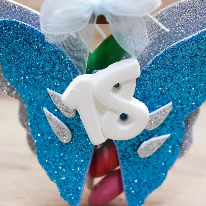 Portaconfetti 18 Anni Glitter Celeste Fornitura - immagine 2