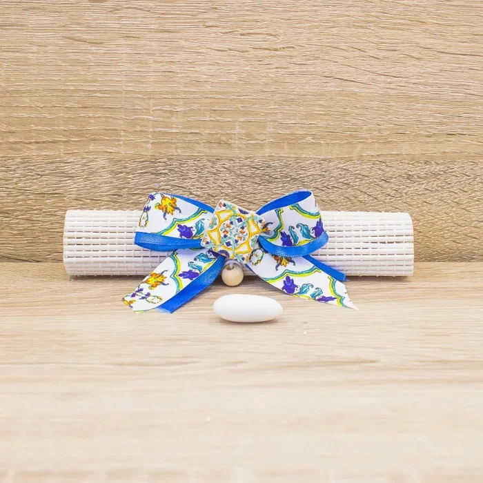 Portaconfetti Bamboo Stile Vietrese Blu