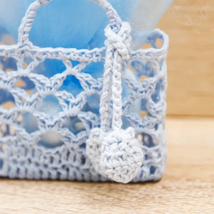 Portaconfetti Borsetta Uncinetto Celeste - immagine 3