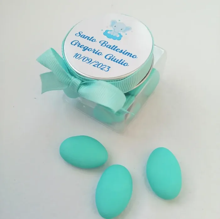 Portaconfetti in plexiglass con elefantino personalizzabile 5cm x 5cm Nascita Battesimo Compleanno - immagine 2