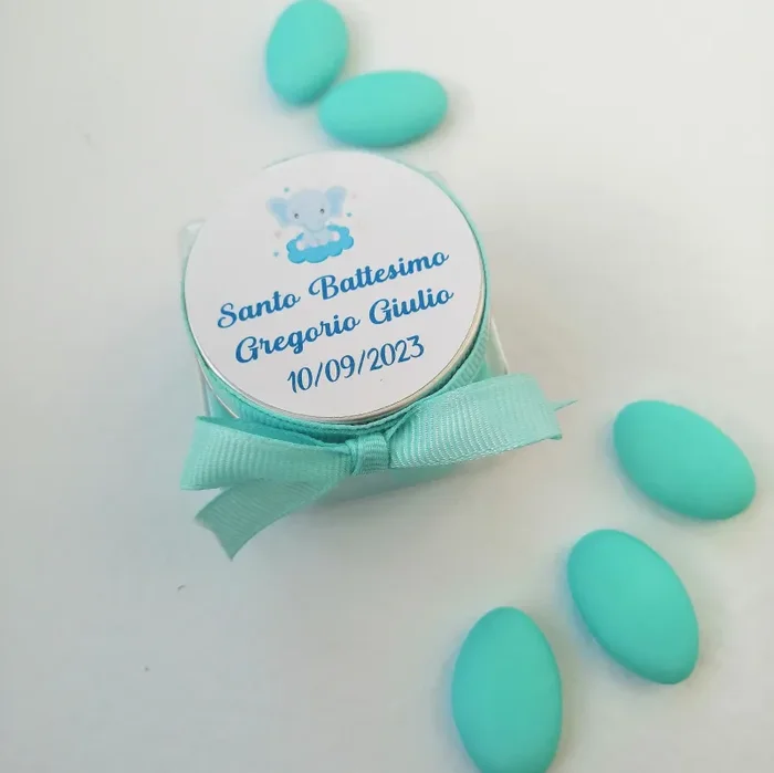 Portaconfetti in plexiglass con elefantino personalizzabile 5cm x 5cm Nascita Battesimo Compleanno - immagine 3