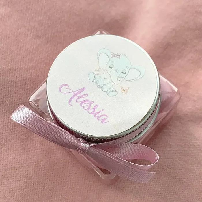 Portaconfetti in plexiglass con targhetta e disegno personalizzato 5cm x 5cm Nascita Battesimo Compleanno - immagine 3