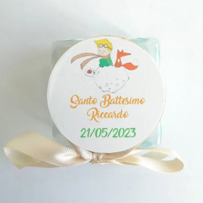 Portaconfetti in plexiglass con targhetta PICCOLO PRINCIPE personalizzato 5cm x 5cm Nascita Battesimo Compleanno Vendita calda
