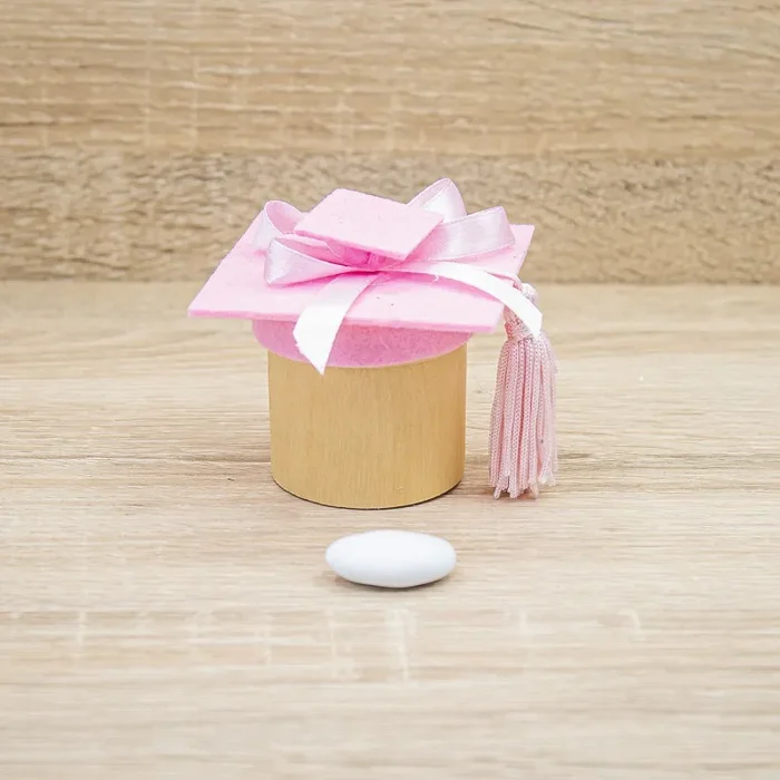 Portaconfetti Legno con Cappello Rosa
