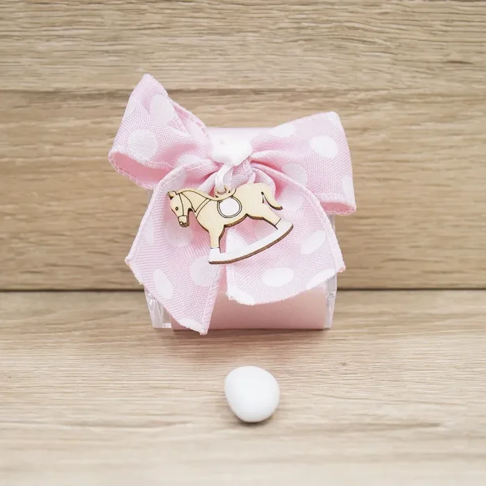 Portaconfetti Rosa con Cavallo a Dondolo Fornitura