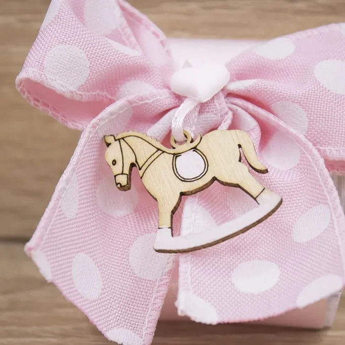 Portaconfetti Rosa con Cavallo a Dondolo Fornitura - immagine 2