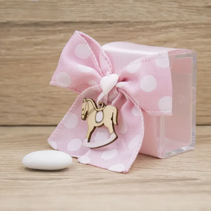Portaconfetti Rosa con Cavallo a Dondolo Fornitura - immagine 3