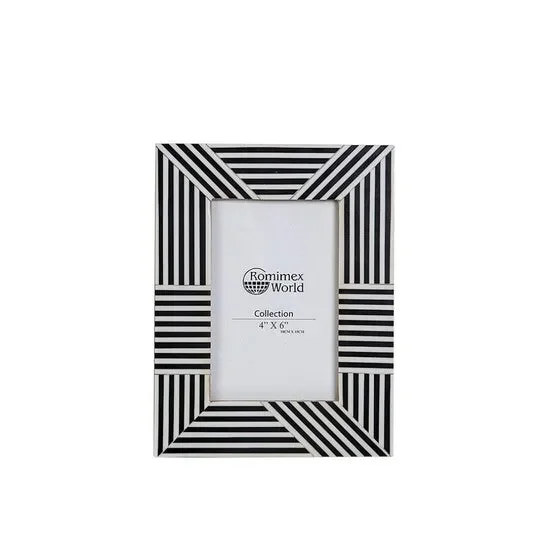 PORTAFOTO IN LEGNO E RESINA BIANCO/NERO (10x15cm)