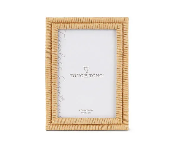 PORTAFOTO RETTANGOLARE EFFETTO TEXTURE RATTAN NATURALE (int.10x15cm)