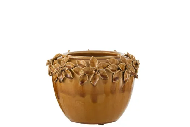 Portavasi Fiore Ceramica Ocra Large (22.5X22X16.5)
