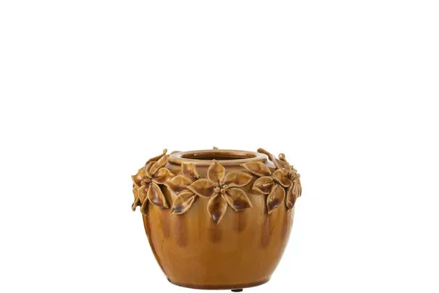 Portavasi Fiore Ceramica Ocra Small (17X17X13CM)
