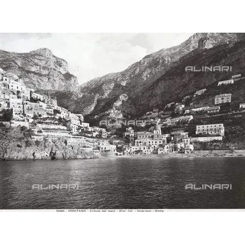 Positano, vista mare, stampa fotografica, Alinari