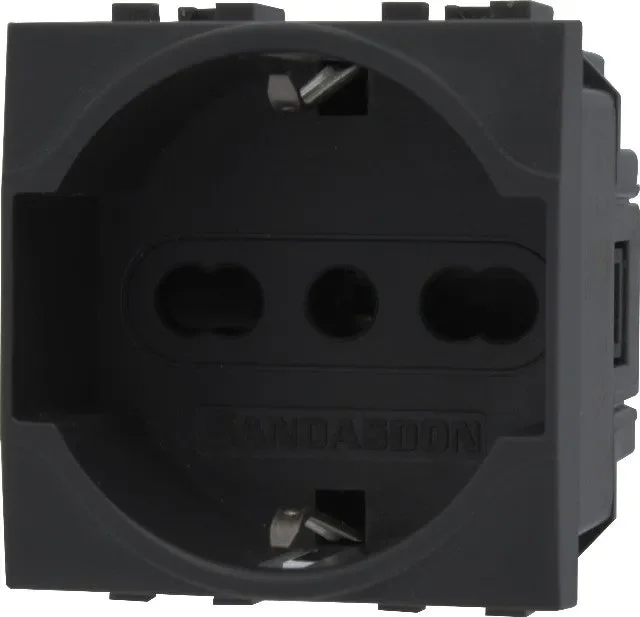 Presa Schuko 2P+T 16A Nero Compatibile Bticino Living international