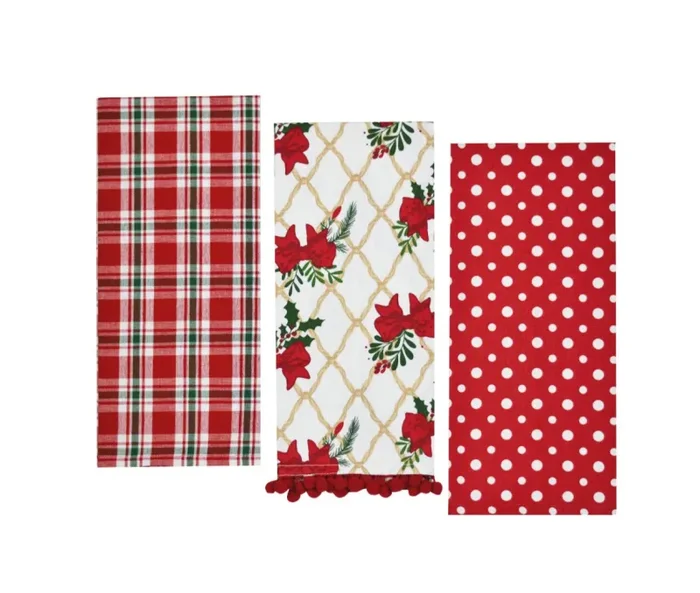 Preziosa Home Set 3 Pz Strofinacci Natale in Panama Ass. 45 x 65 Cm Cotone Multicolor 1 Pz