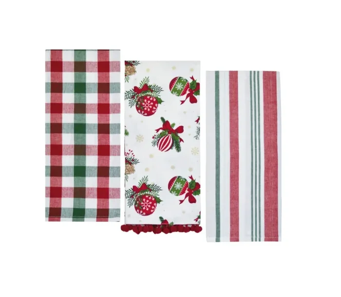 Preziosa Home Set 3 Pz Strofinacci Natale in Panama Ass. 45 x 65 Cm Cotone Multicolor 1 Pz - immagine 2