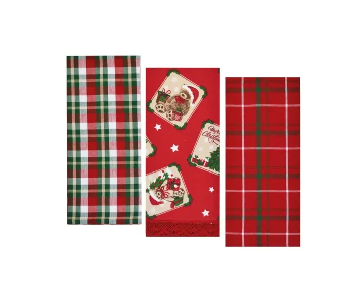 Preziosa Home Set 3 Pz Strofinacci Natale in Panama Ass. 45 x 65 Cm Cotone Multicolor 1 Pz - immagine 3