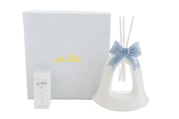 PROFUMATORE CON CAMPANA CELESTE IN PORCELLANA C/ASTUCCIO (11x5xh.13cm)