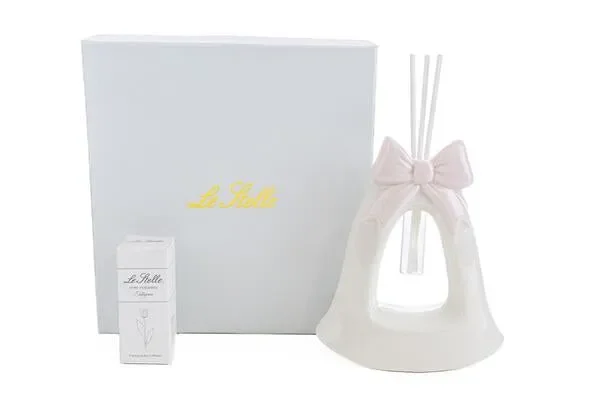 PROFUMATORE CON CAMPANA ROSA IN PORCELLANA C/ASTUCCIO (11x5xh.13cm)