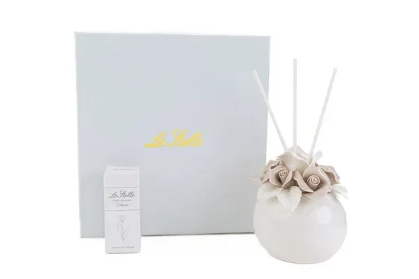 PROFUMATORE FIORE PORCELLANA BEIGE C/ASTUCCIO