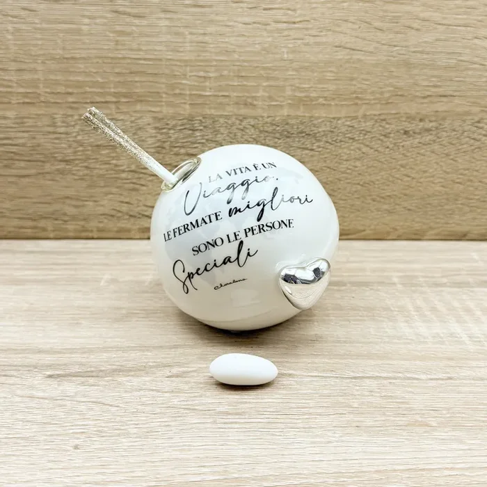 Profumatore Mappamondo con Cuore Argento e Frase Claraluna