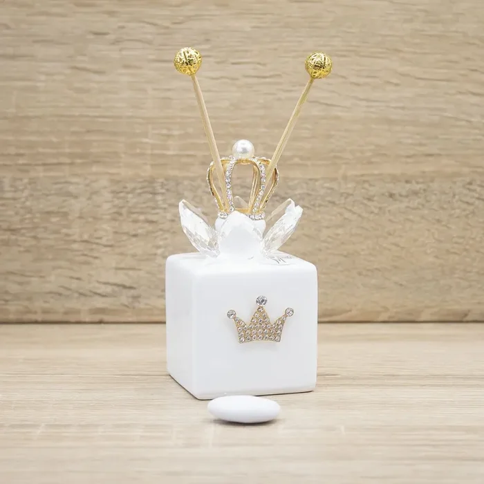 Profumatore Quadrato Bianco con Corona Oro Marilyn Rome Fornitura