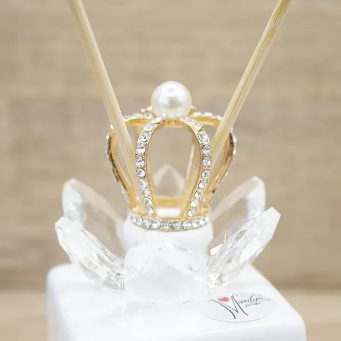 Profumatore Quadrato Bianco con Corona Oro Marilyn Rome Fornitura - immagine 2