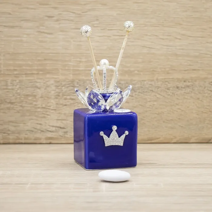 Profumatore Quadrato Blu con Corona Argento Marilyn Rome