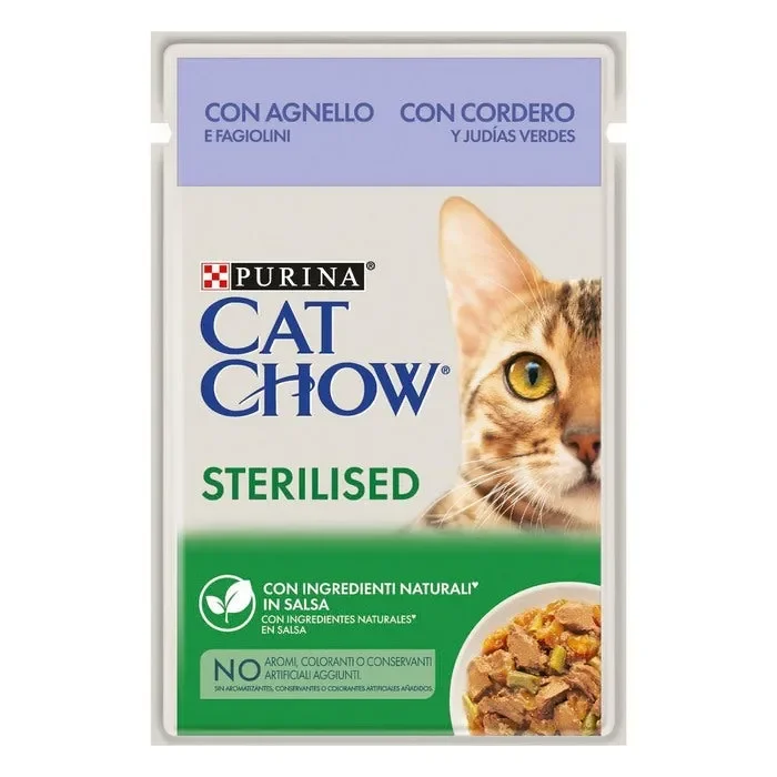 Purina Cat Chow Adult Sterilised con agnello e fagiolini in salsa 85g