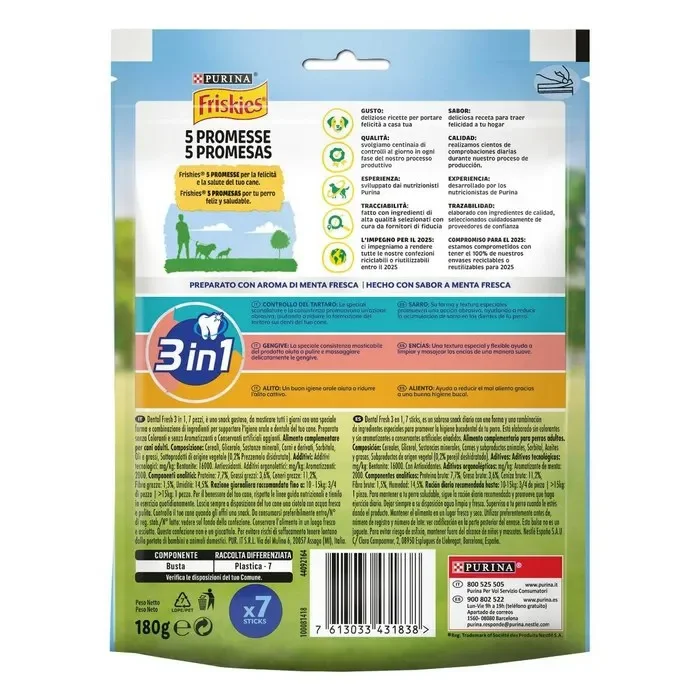 Purina Friskies Dental Fresh 3in1 Snack Medium Large 180g - immagine 2
