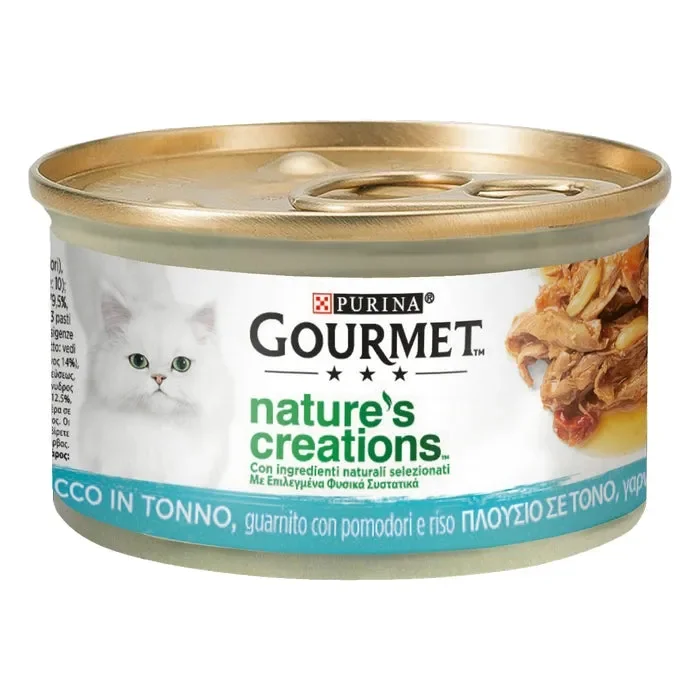 Purina Gourmet Nature’s Creations ricco in Tonno con pomodori e riso 85g