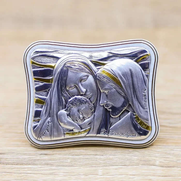 Quadretto Piccolo Argento con Sacra Famiglia De Santis Argenti - immagine 3