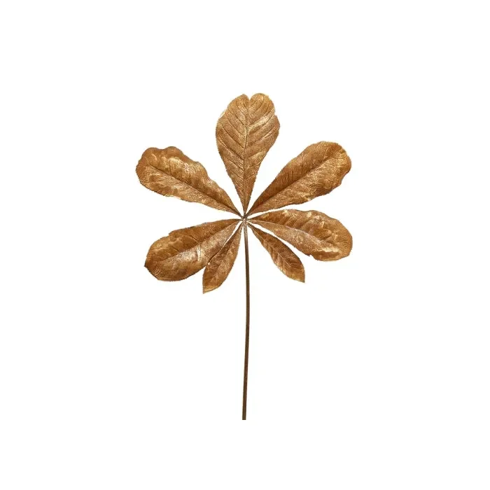 Ramo artificiale con foglia di castagno real con glitter