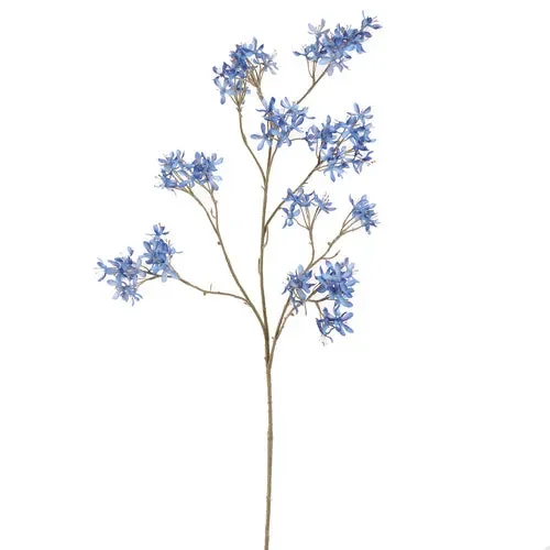 RAMO CON FIORI DI PESCO SPRAY IN SETA BLU (h.113cm)
