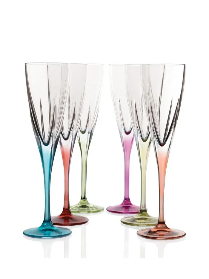 RCR Cristalleria Italiana Fusion Set da 6 Calici Flute Colorati