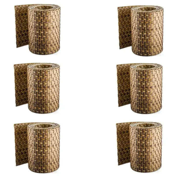 Recinzione Giardino, KIT 6 PEZZI Strisce Frangivista in PE in Rattan, Protezione per Gli Sguardi Indiscreti,Polyrattan Pannelli per Recinzioni,Rotolo 255 cm x 19 cm