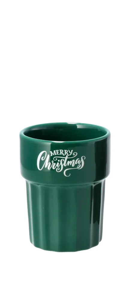 Regalo Italiano Bicchiere Natale Merry Christmas Ass. 260 Ml Rosso o Verde o Beige 1 Pz Vendita calda - immagine 2