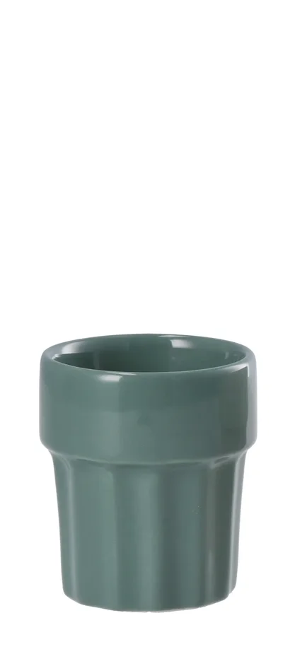 Regalo Italiano Bicchierino Righe Coen Ceramica Ass. 95 Cl Bianco Grigio Rosso Salvia 1 Pz - immagine 3