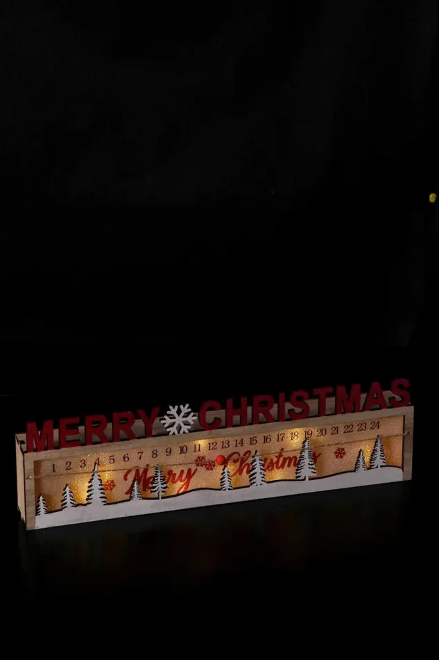 Regalo Italiano Calendario Avvento Natale Merry Christmas Ass. 8 Led 40 x 5 x 12 Cm Rosso 1 Pz - immagine 2